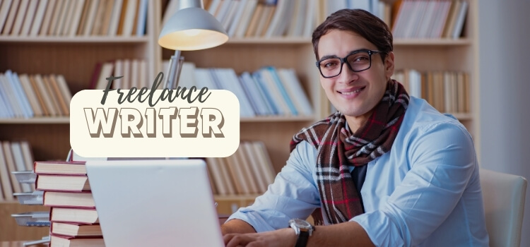 Freelance Writer Working on Laptop