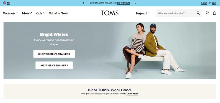 Toms Company Website